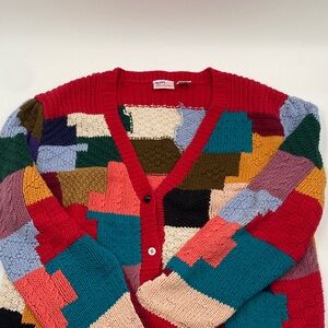 Avon Fashion Vintage Colorful Patchwork Cardigan